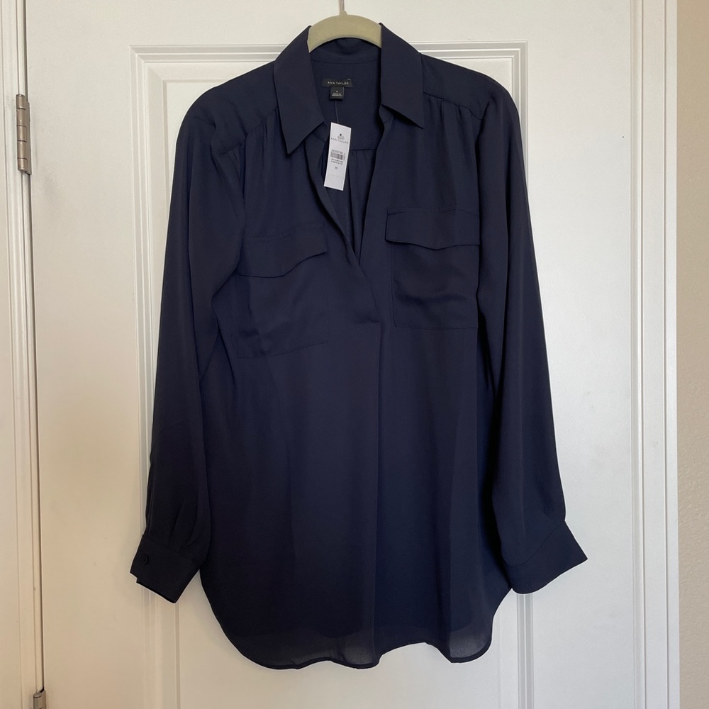 Ann Taylor Camp Shirt Night Sky